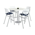 thumbnail image 1 of KFI Studios Mode Square 3' Bistro Table Set, Designer White, 4 Navy KOOL Barstools, 1 of 1