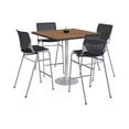 thumbnail image 1 of KFI Studios Mode Square 3' Bistro Table Set, River Cherry, 4 Black KOOL Barstools, 1 of 1