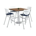thumbnail image 1 of KFI Studios Mode Square 3' Bistro Table Set, River Cherry, 4 White & Navy KOOL Barstools, 1 of 1