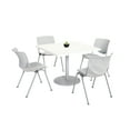 thumbnail image 1 of KFI Studios Mode Square 3' Dining Table Set, Designer White, 4 Light Grey KOOL Chairs, 1 of 1
