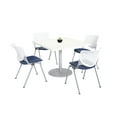 thumbnail image 1 of KFI Studios Mode Square 3' Dining Table Set, Designer White, 4 Navy KOOL Chairs, 1 of 1