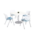 thumbnail image 1 of KFI Studios Mode Square 3' Dining Table Set, Designer White, 4 Sky Blue KOOL Chairs, 1 of 1