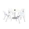 thumbnail image 1 of KFI Studios Mode Square 3' Dining Table Set, Designer White, 4 White KOOL Chairs, 1 of 1