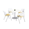 thumbnail image 1 of KFI Studios Mode Square 3' Dining Table Set, Designer White, 4 Yellow KOOL Chairs, 1 of 1