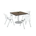 thumbnail image 1 of KFI Studios Mode Square 3' Dining Table Set, Studio Teak, 4 White KOOL Chairs, 1 of 1