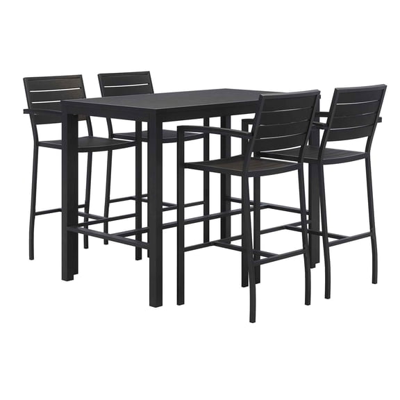 KFI Studios Eveleen 5-Piece Outdoor Patio Set, 33-13/16"H x 55"W x 32"D, White/Gray