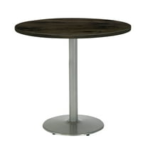 KFI Studios Urban Loft 3.5' Round Bistro Table, Barnwood, Silver Base