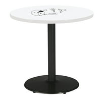 KFI Studios Whiteboard 2.5' Round Dining Table, Black Base, White