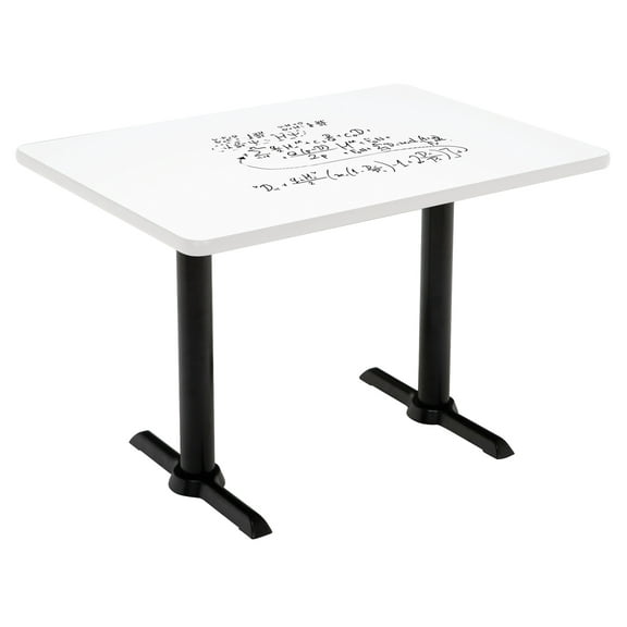 KFI Studios Whiteboard 2.5' x 4' Dining Table, Black T-Leg Base, White