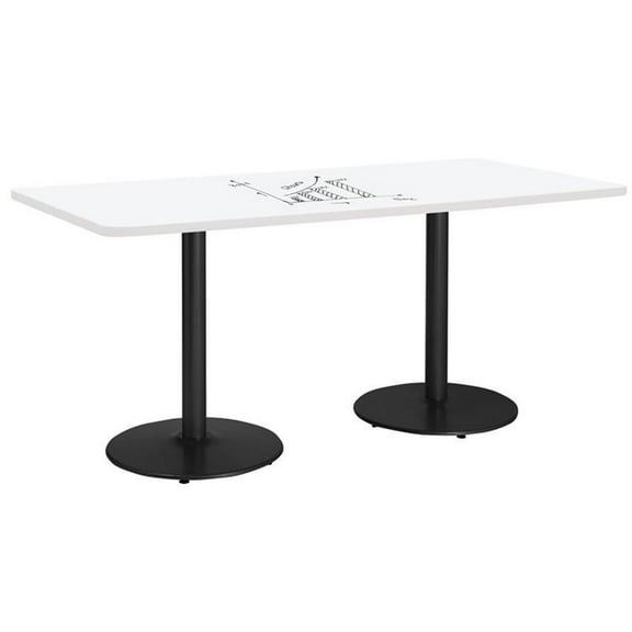 KFI Studios Whiteboard 2.5' x 6' Dining Table, Black Base, White