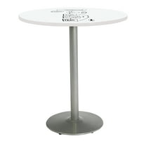 KFI Studios Whiteboard 3.5' Round Bistro Table, Silver Base, White