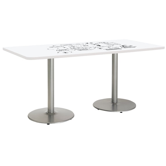 KFI Studios Whiteboard 3.5' x 7' Dining Table, Silver Base, White