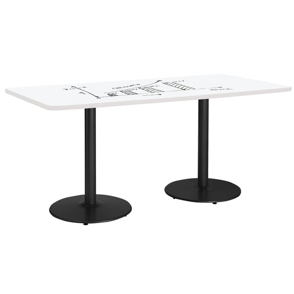 KFI Studios Whiteboard 3.5' x 8' Dining Table, Black Base, White