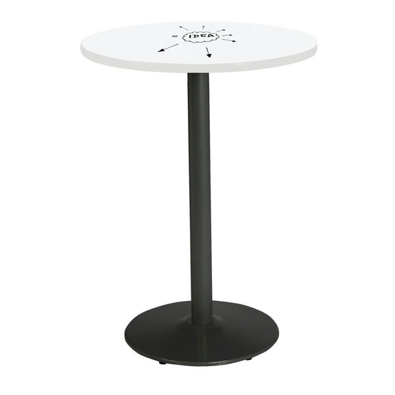 KFI Studios Whiteboard 3' Round Bistro Table, Black Base, White