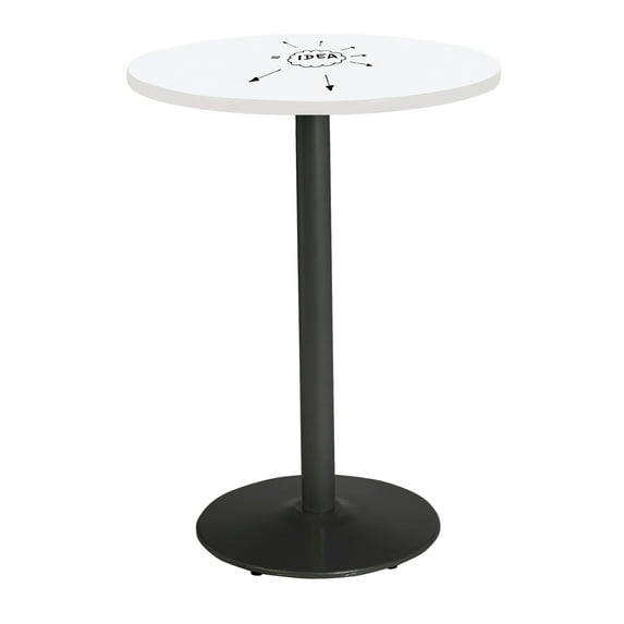 KFI Studios Whiteboard 3' Round Bistro Table, Black Base, White