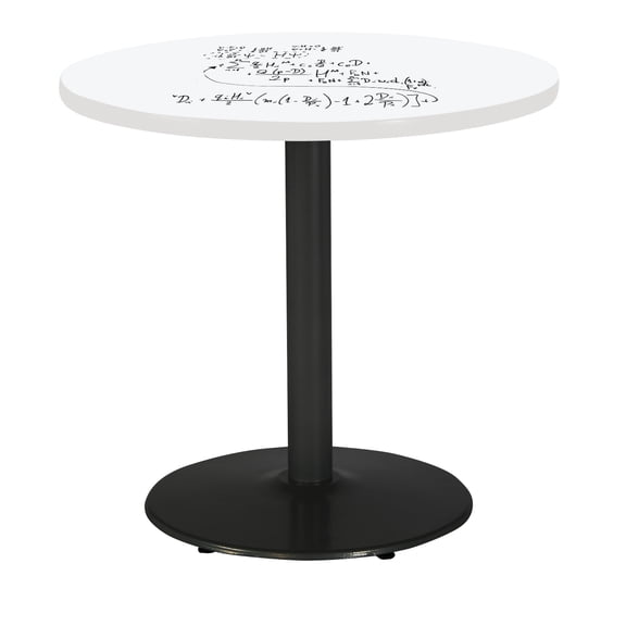 KFI Studios Whiteboard 3' Round Dining Table, Black Base, White