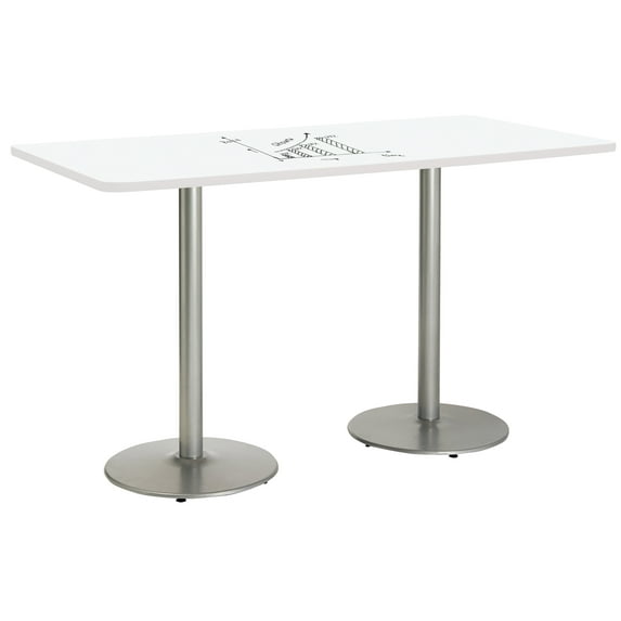 KFI Studios Whiteboard 3' x 7' Bistro Table, Silver Base, White