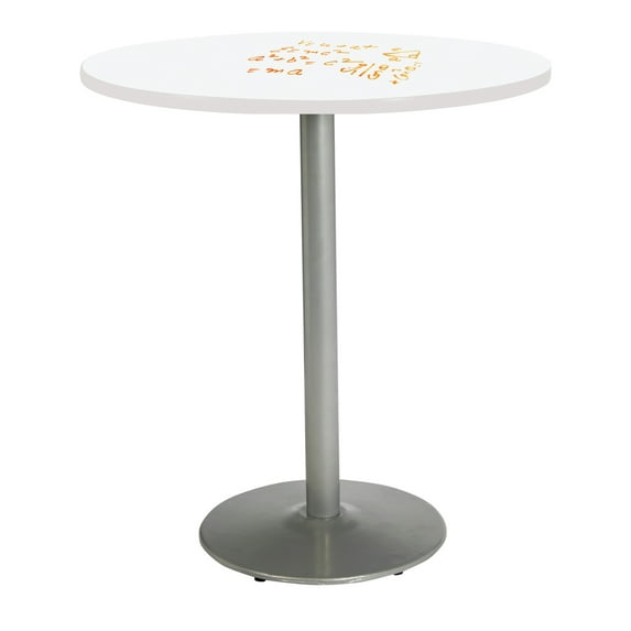 KFI Studios Whiteboard 4' Round Bistro Table, Silver Base, White