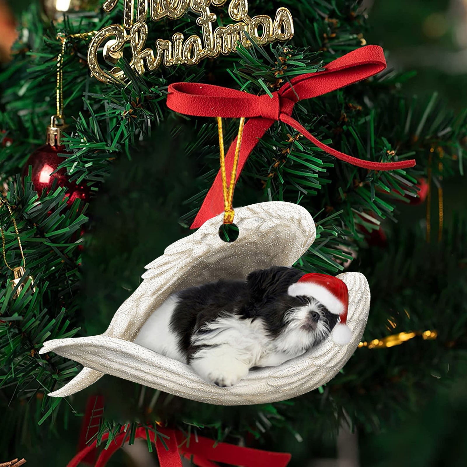 KFIWSZC Christmas Tree Pendants 2024 New Sleeping Angel Dog Christmas