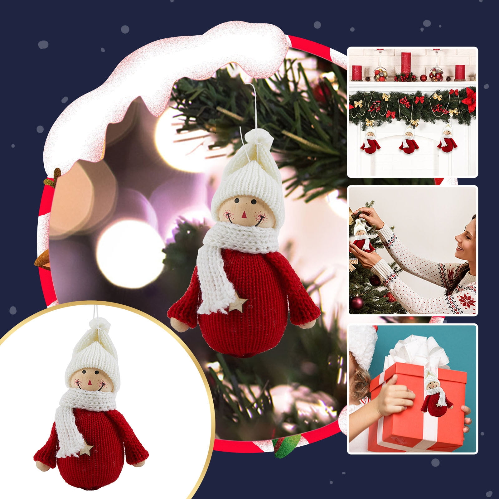 KFIWSZC Christmas Tree Pendants Christmas Small Pendant Wool Plush Doll