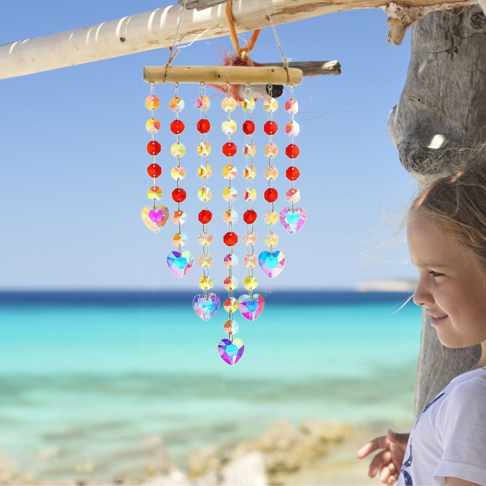 KFIWSZC Colorful Crystal Wind Chime Pendant Sun Catchers Indoor Window Kits For Adults