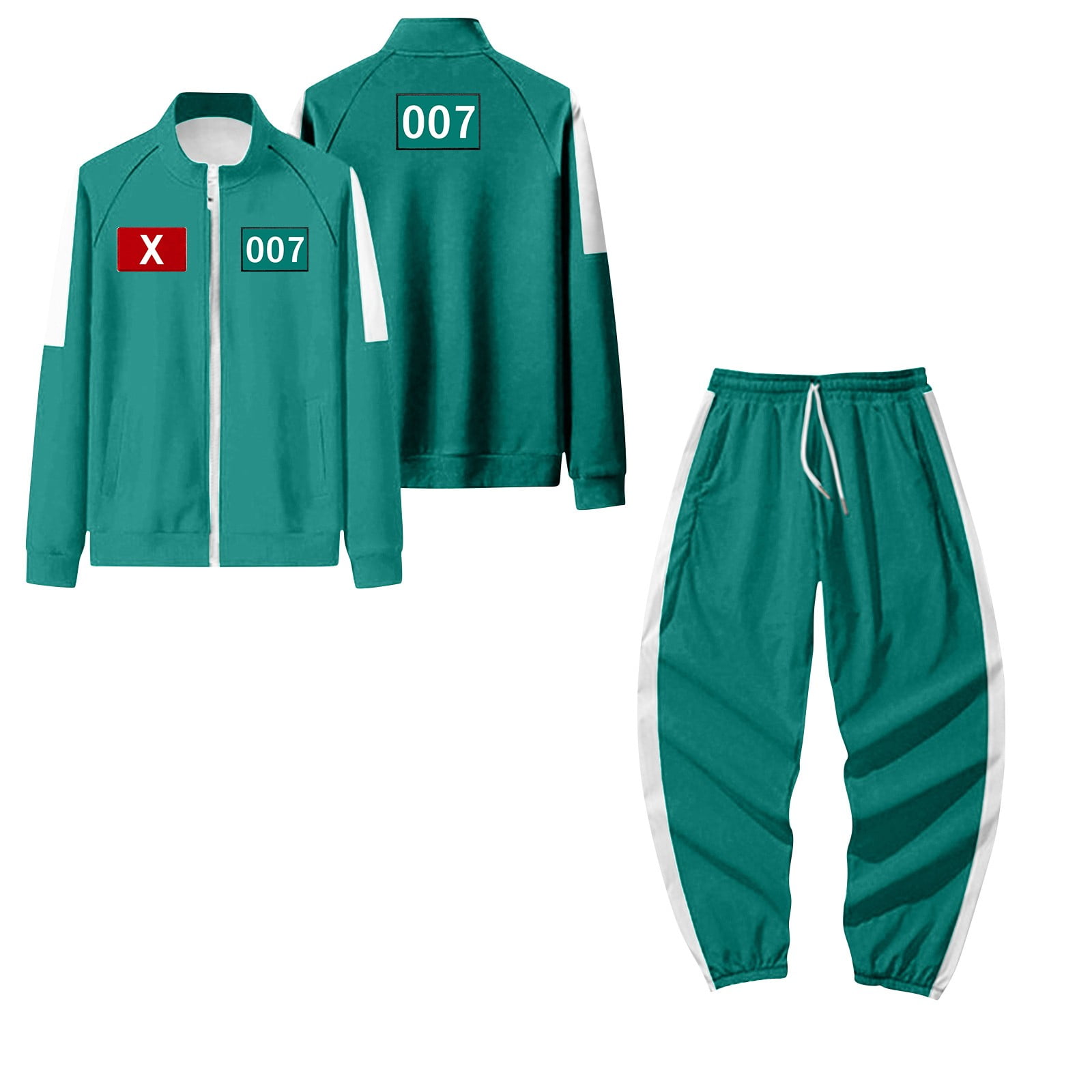 KFSOQE Squid Game Costume Sweatshirt Set Classic Zip Up Jacket