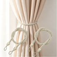 thumbnail image 1 of KFUIRDE 2Pcs Rope Curtain Tiebacks, Farmhouse Tassel Tie Backs for Window Curtains, Decorative Cord Buckle Drapery Holdbacks, Rustic Window Accessory, A, 1 of 7