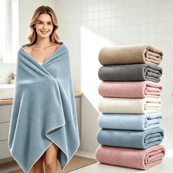 KFUIRDE Large Bath Towel, Towels Bath, Thick & Soft Quick Dry Absorbent Towel, Oversized 28"x55" Velvet Touch Towel for Bathroom, Gym, Shower & Hotel, Misty Blue