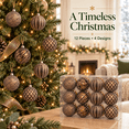 thumbnail image 1 of KFUIRDE Vintage Painted Christmas Ornaments Set 12pc, Warm Brown Retro Tree Decor with Shatterproof Hanging Balls, Vintage Style Accents for Christmas Tree Mantel Wreath, Holiday Display, 1 of 8