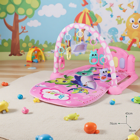 KFeng Pink Baby Play Piano Gym Playmat,Musical Learning Toy for Newborns 3+ Months