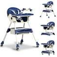 thumbnail image 1 of KFeng 4-in-1 Foldable Baby High Chair,Combines Play and Dining,Adjustable Dual Layer Tray and Backrest,Blue, 1 of 9