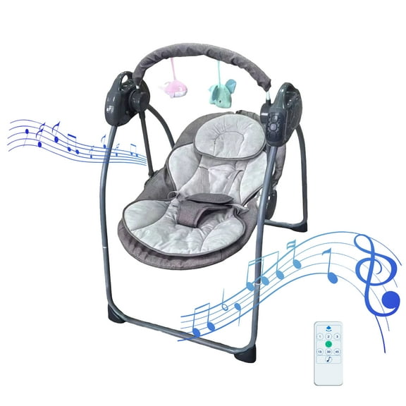 KFeng Baby Swing for Newborns Electric Motorized Infant Swing,Bluetooth Music,Remote,Gray
