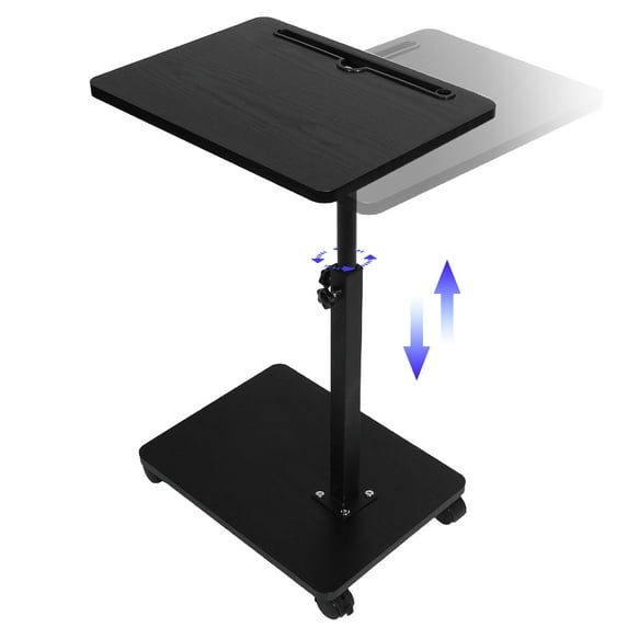 KFeng C-Shape Swivel End Table - Height Adjustable for Couch/Bed/Chair (Black,Wheel)