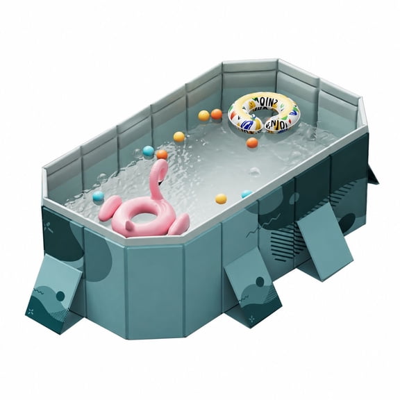 KFeng Foldable Swimming Pool for Kids and Adults, Outdoor Non-Inflatable Pool for Backyard Dog Pool (89" x 54" x 20")