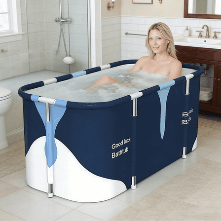 KFeng PVC Large Portable Bathtub Portable Eco-Friendly Bathtub Adults with Accessories Kit,Thickening with Thermal Foam to Keep Temperature,No Cover