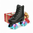 thumbnail image 1 of KFeng Shiny PU Leather Roller Skates for Indoor/Outdoor Use,Unisex Skates,Black(Women8.5/Men7), 1 of 8
