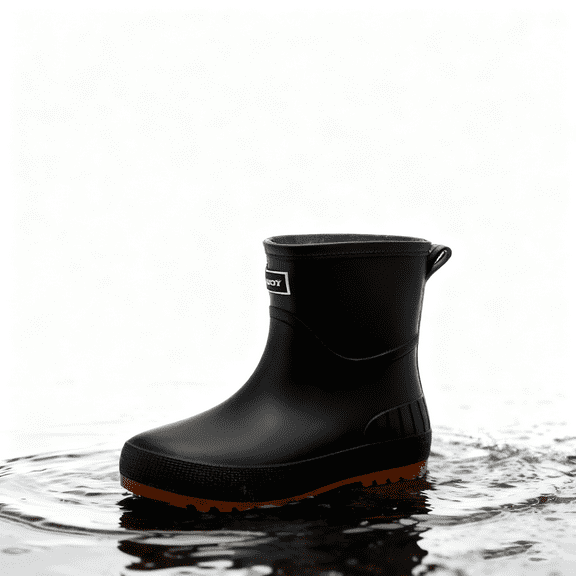 KFeng Waterproof Rubber Rain Boots,Women's Play Short Rain Boot,Black（Women7)