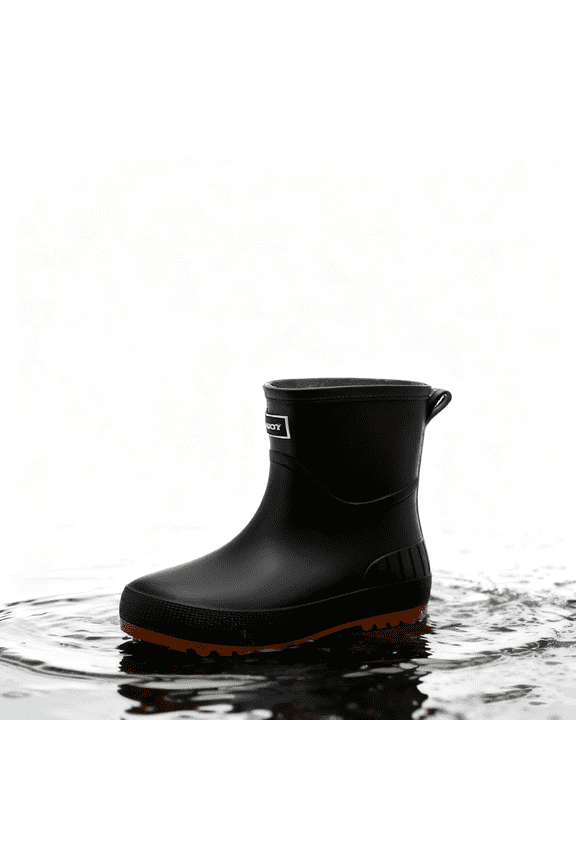 Waterproof Rubber Rain Boots,Women's Play Short Rain Boot,Black(women6.5)