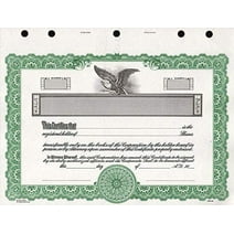 KG 2 Stock Certificate, Green Border, Pack of 15