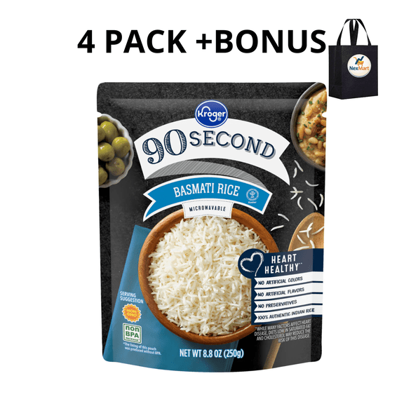 KG 90 Second Basmati Rice Pouch , 8.8 OZ , 4 Pack + Bonus