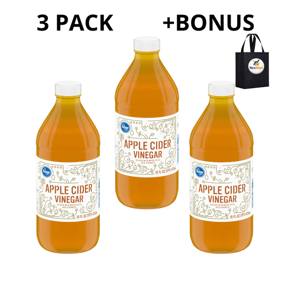 KG Apple Cider Vinegar 5% Acid Strength 16 Fl Oz (1 Pint) ,3 Pack + Bonus