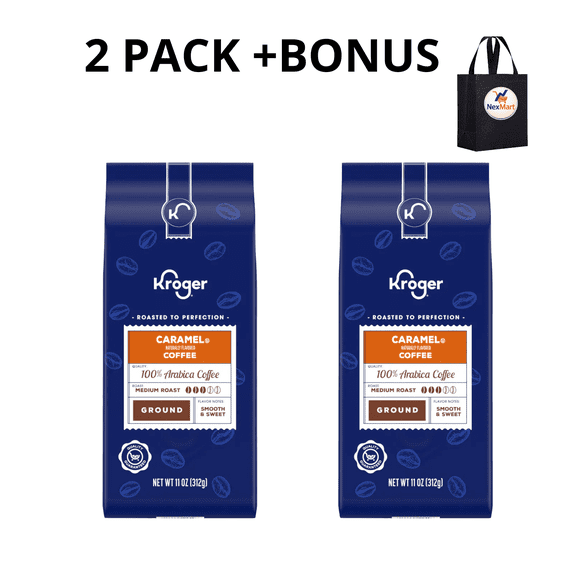 KG Caramel Medium Roast Ground Coffee 11 oz , 2 Pack + Bonus