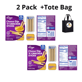 KG Cheese Dip N Cracker Sticks 5 oz 2 PK+ Reusable Tote Bag
