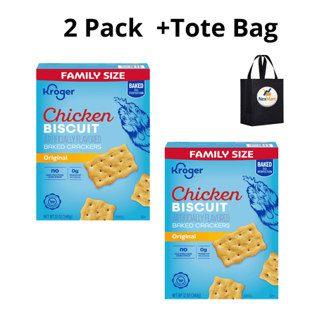 KG Chicken Biscuit Wheat Crackers 12 oz 2 PK+ Reusable Tote Bag