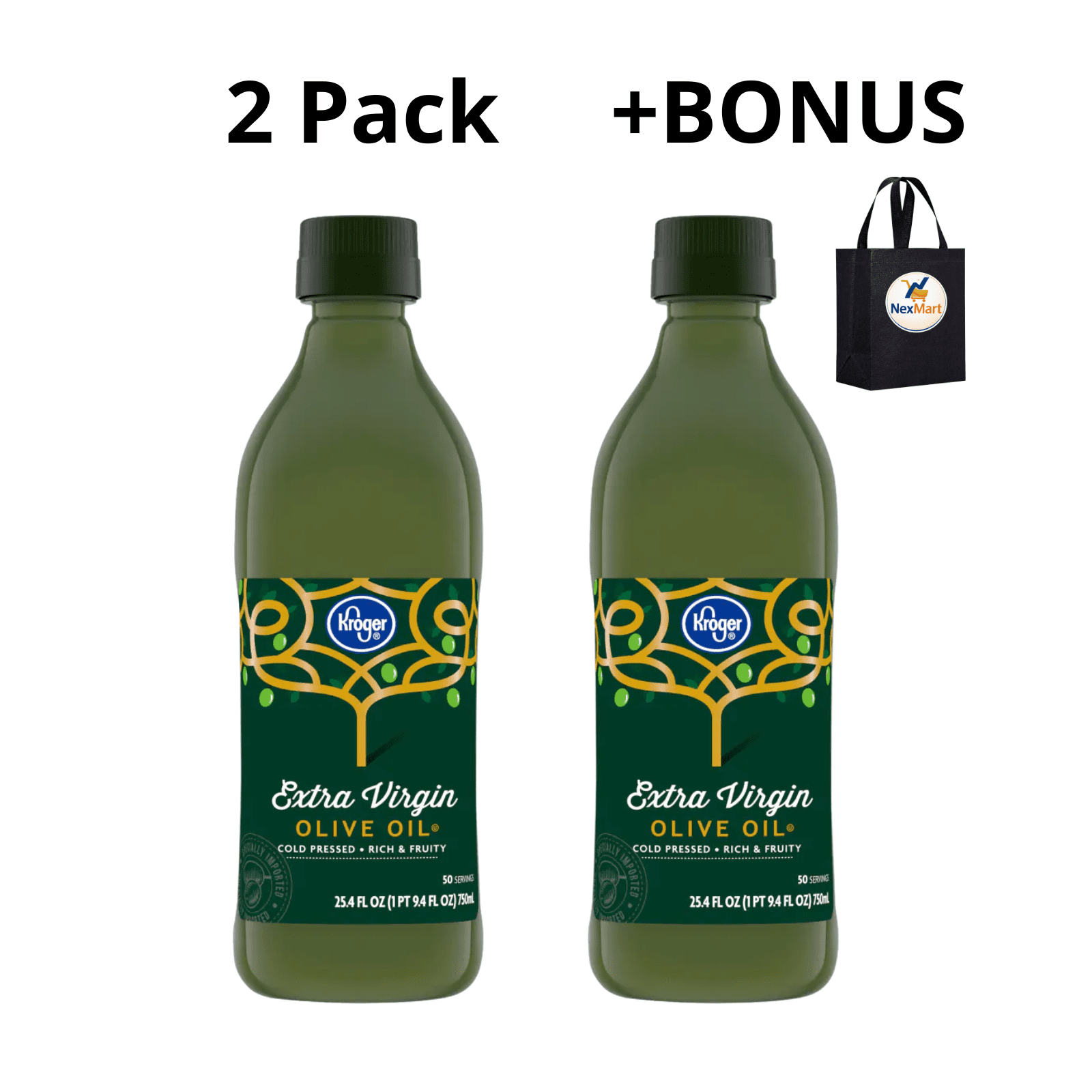 KG Extra Virgin Olive Oil , 25.4 oz , 2 Pack + Bonus