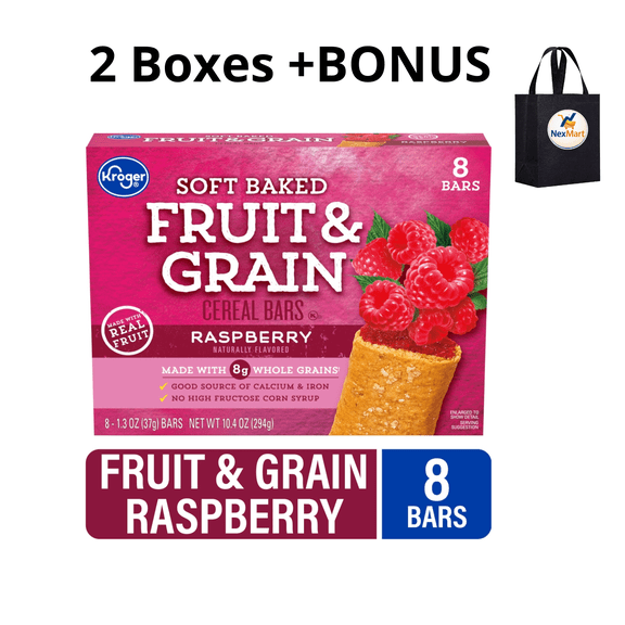 KG Fruit & Grain Raspberry Cereal Bars 10.4 oz 2 PK + Bonus