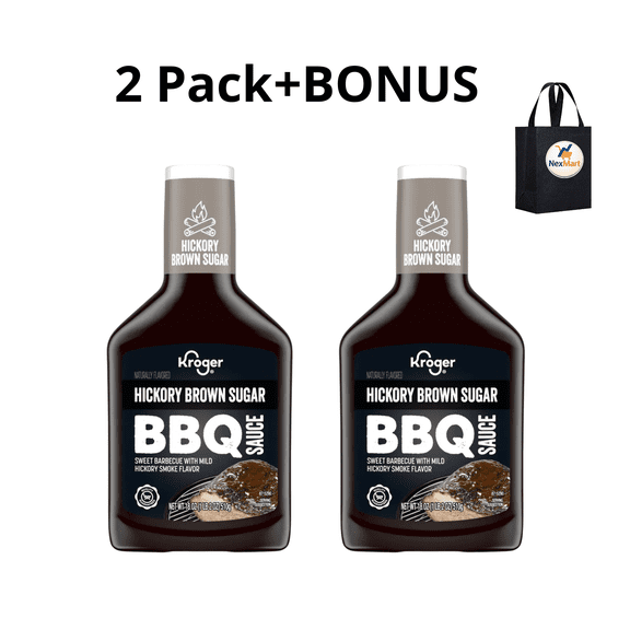 KG Hickory Brown Sugar BBQ Sauce, Sweet Barbecue with Mild Hickory Smoke Flavor, 18 oz , 2 Pack + Bonus