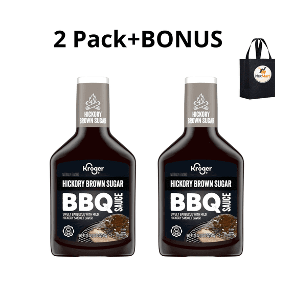 KG Hickory Brown Sugar BBQ Sauce, Sweet Barbecue with Mild Hickory Smoke Flavor, 18 oz , 2 Pack + Bonus