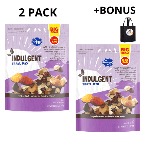 KG Indulgent Trail Mix Sweet Resealable Package 32 Oz , 2 Pack + Bonus