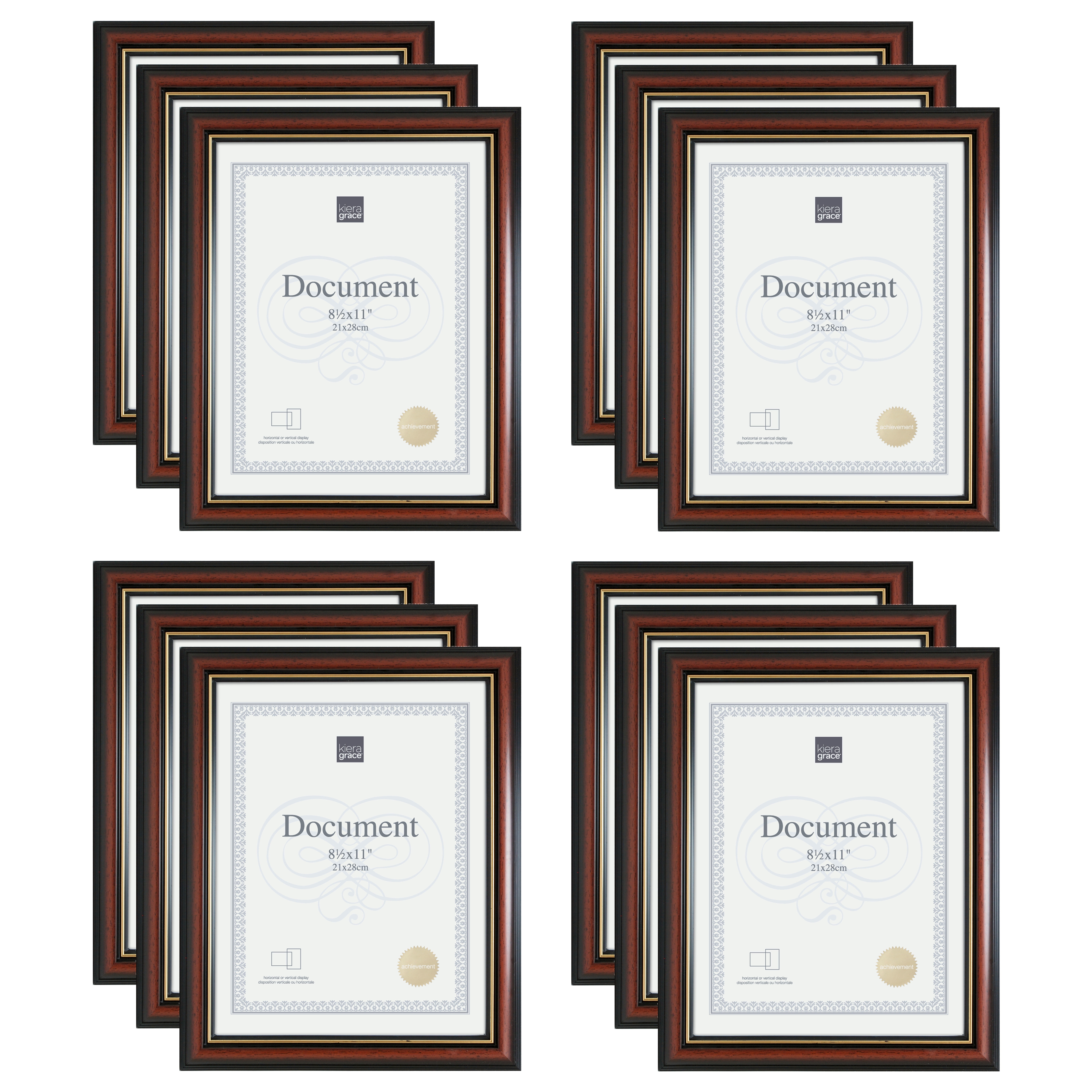 Classic Kylie 12pk Dark Brown with Gold Lining Tabletop Wall Frame Kit